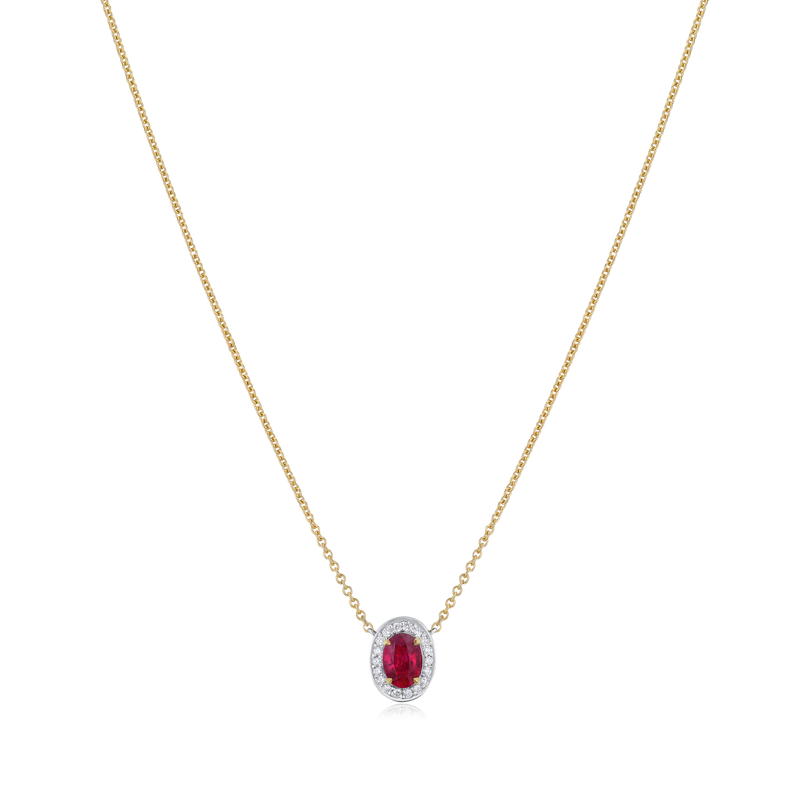 1.02cts Burmese Ruby and Diamond Cluster Pendant
