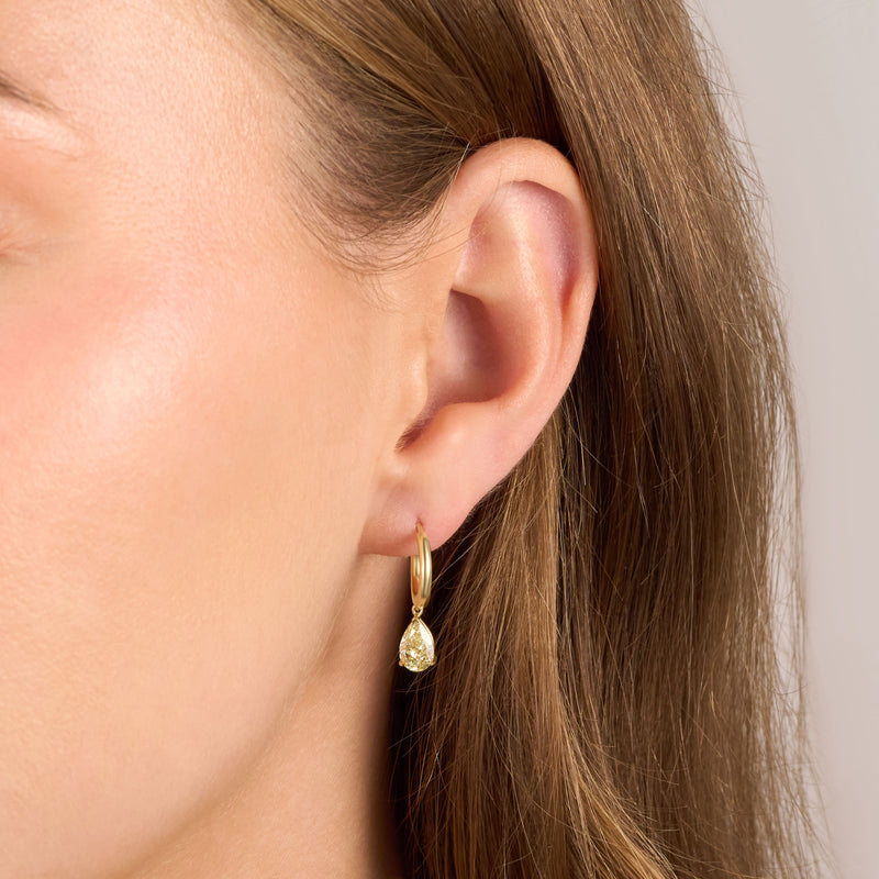 1.43cts Yellow Diamond Drop Hoop Earrings