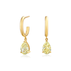 1.43cts Yellow Diamond Drop Hoop Earrings
