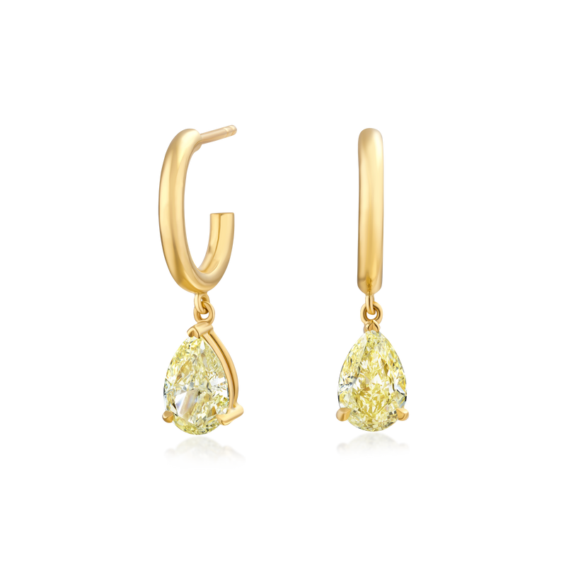 1.43cts Yellow Diamond Drop Hoop Earrings