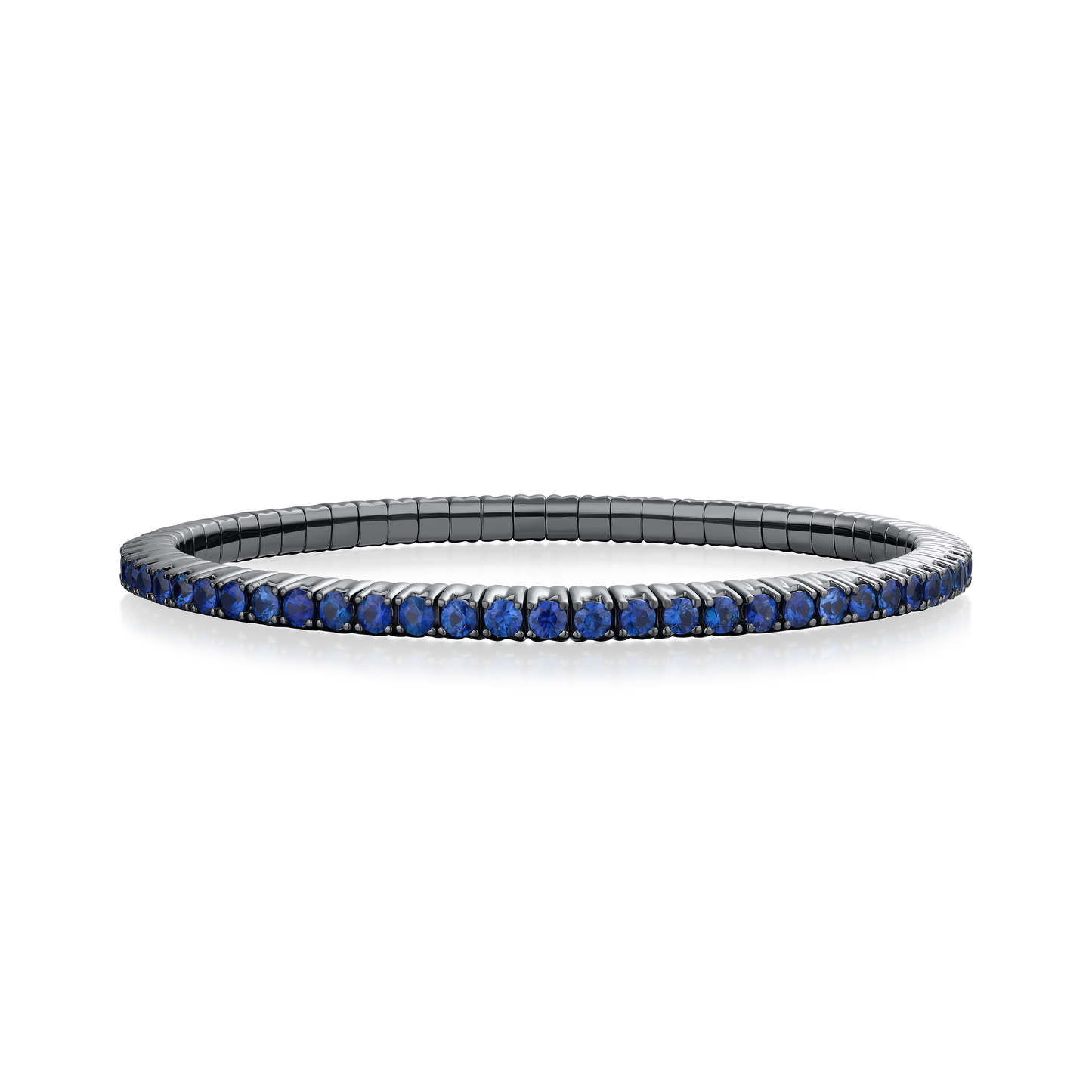 4.47cts Blue Sapphire Flex Bracelet, Black Rhodium Plated
