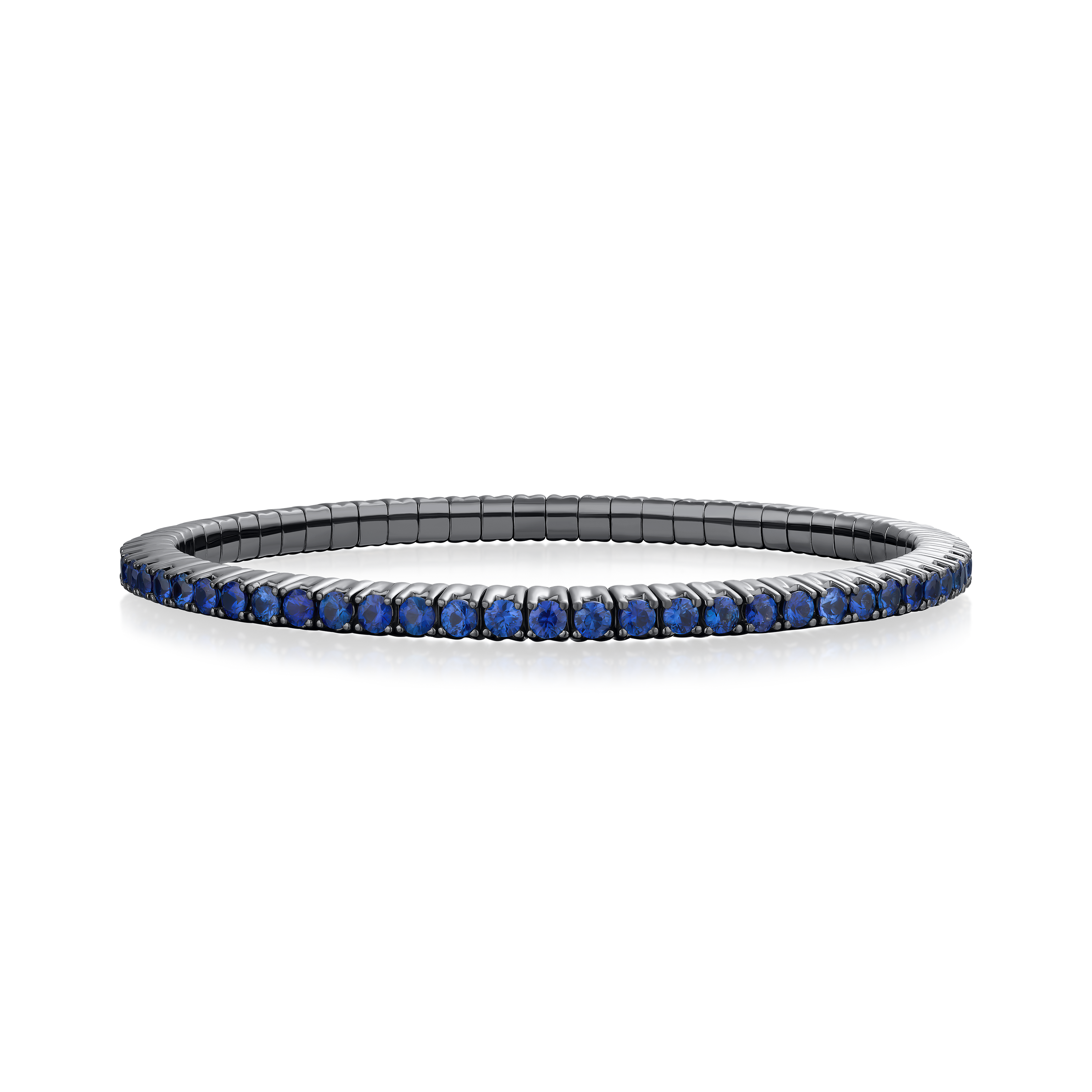 4.47cts Blue Sapphire Flex Bracelet, Black Rhodium Plated