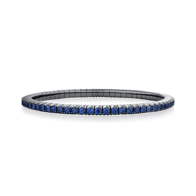 4.47cts Blue Sapphire Flex Bracelet, Black Rhodium Plated