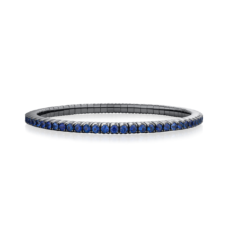 4.47cts Blue Sapphire Flex Bracelet, Black Rhodium Plated
