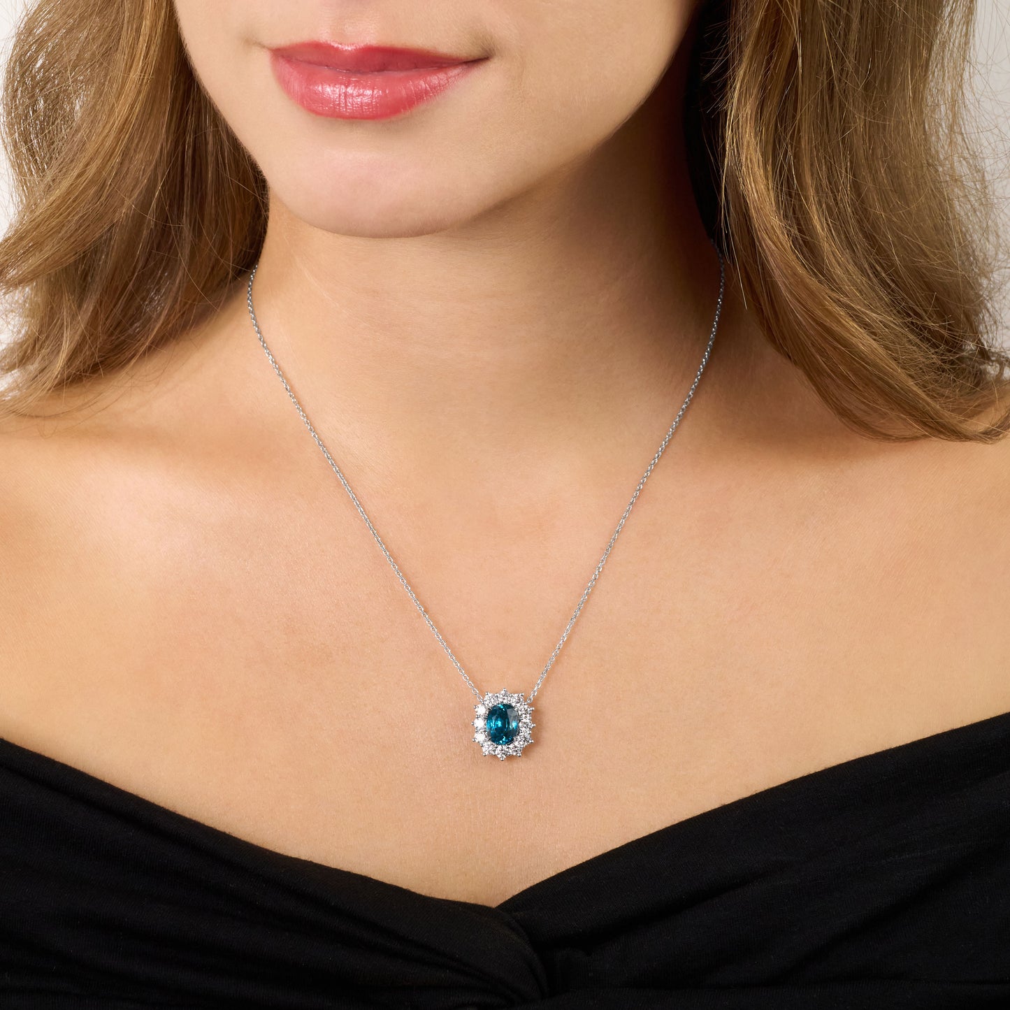 5.56cts Vivid Blue Zircon Ravello Cluster Pendant