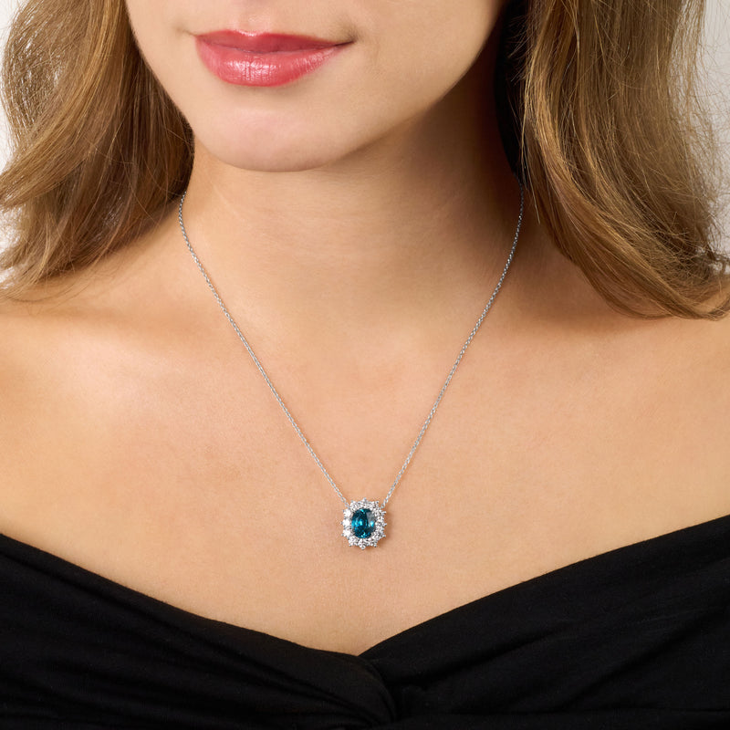 5.56cts Vivid Blue Zircon Ravello Cluster Pendant