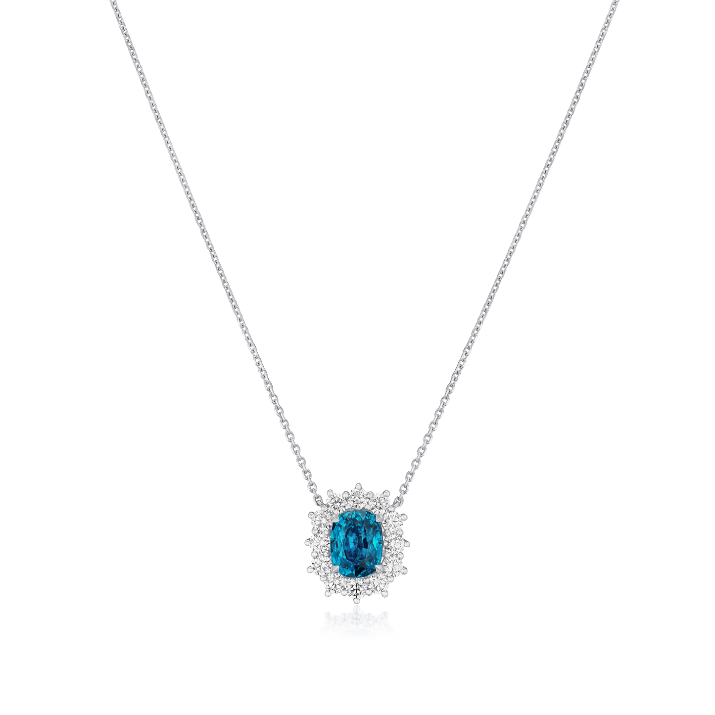 5.56cts Vivid Blue Zircon Ravello Cluster Pendant