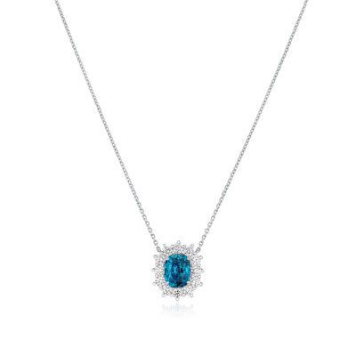 5.56cts Vivid Blue Zircon Ravello Cluster Pendant