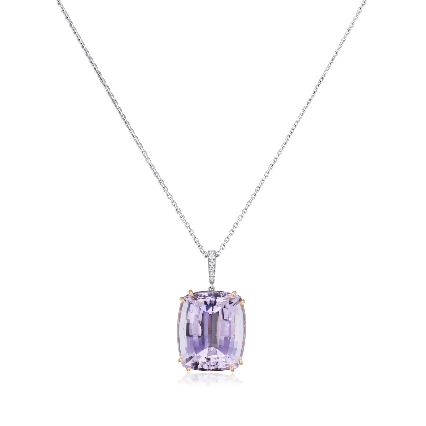 25.09cts Kunzite Pendant With A Diamond Set Bale