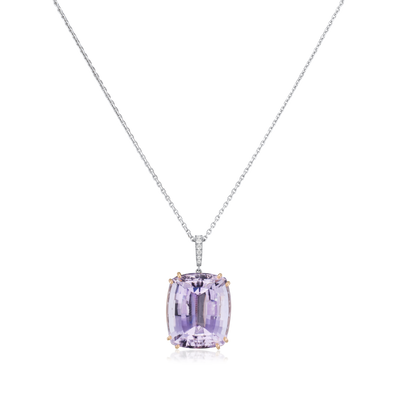 25.09cts Kunzite Pendant With A Diamond Set Bale
