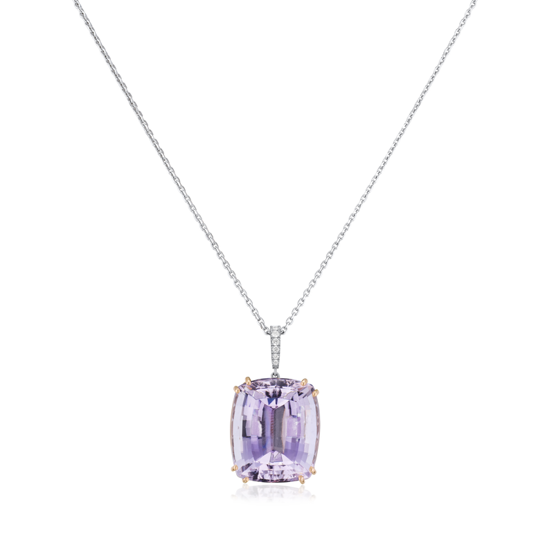 25.09cts Kunzite Pendant With A Diamond Set Bale