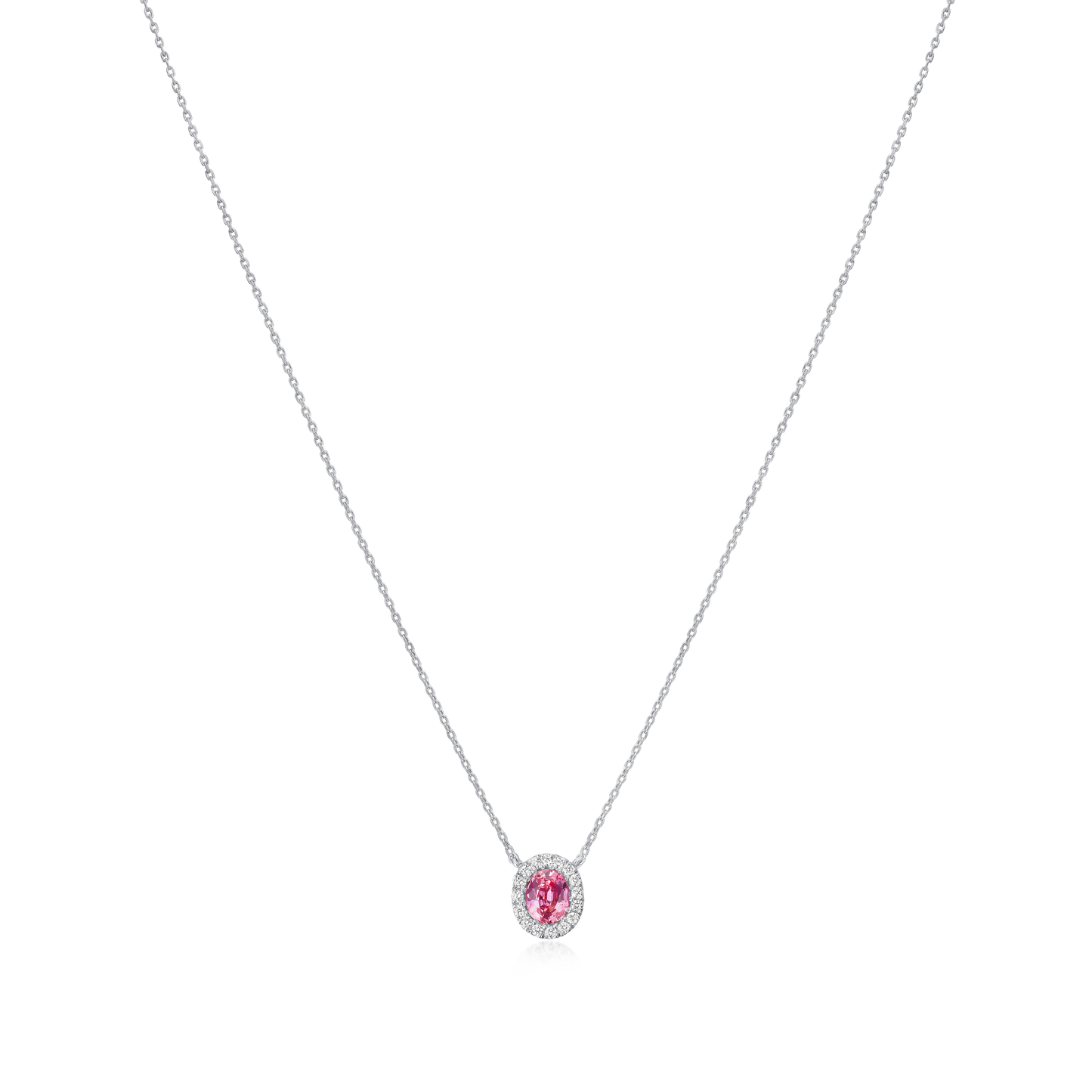 0.56ct Padparadscha Sapphire and Diamond Cluster Pendant