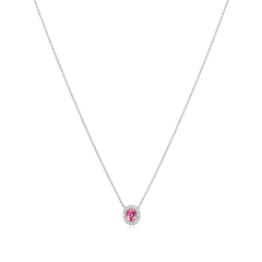 0.56ct Padparadscha Sapphire and Diamond Cluster Pendant