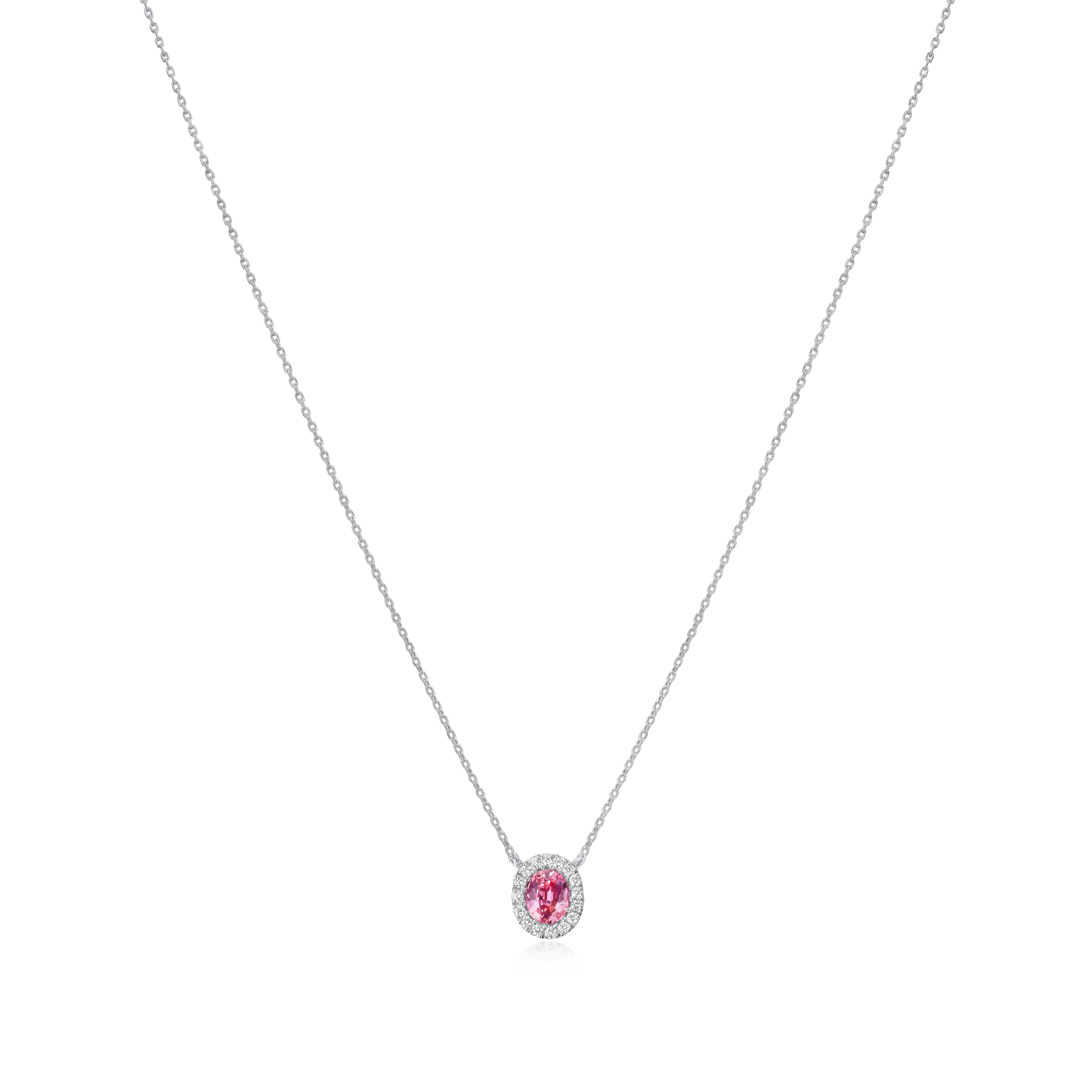 0.56ct Padparadscha Sapphire and Diamond Cluster Pendant