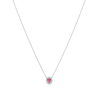 0.56ct Padparadscha Sapphire and Diamond Cluster Pendant