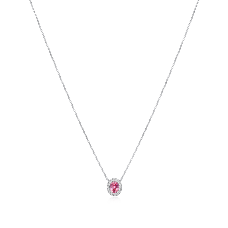 0.56ct Padparadscha Sapphire and Diamond Cluster Pendant