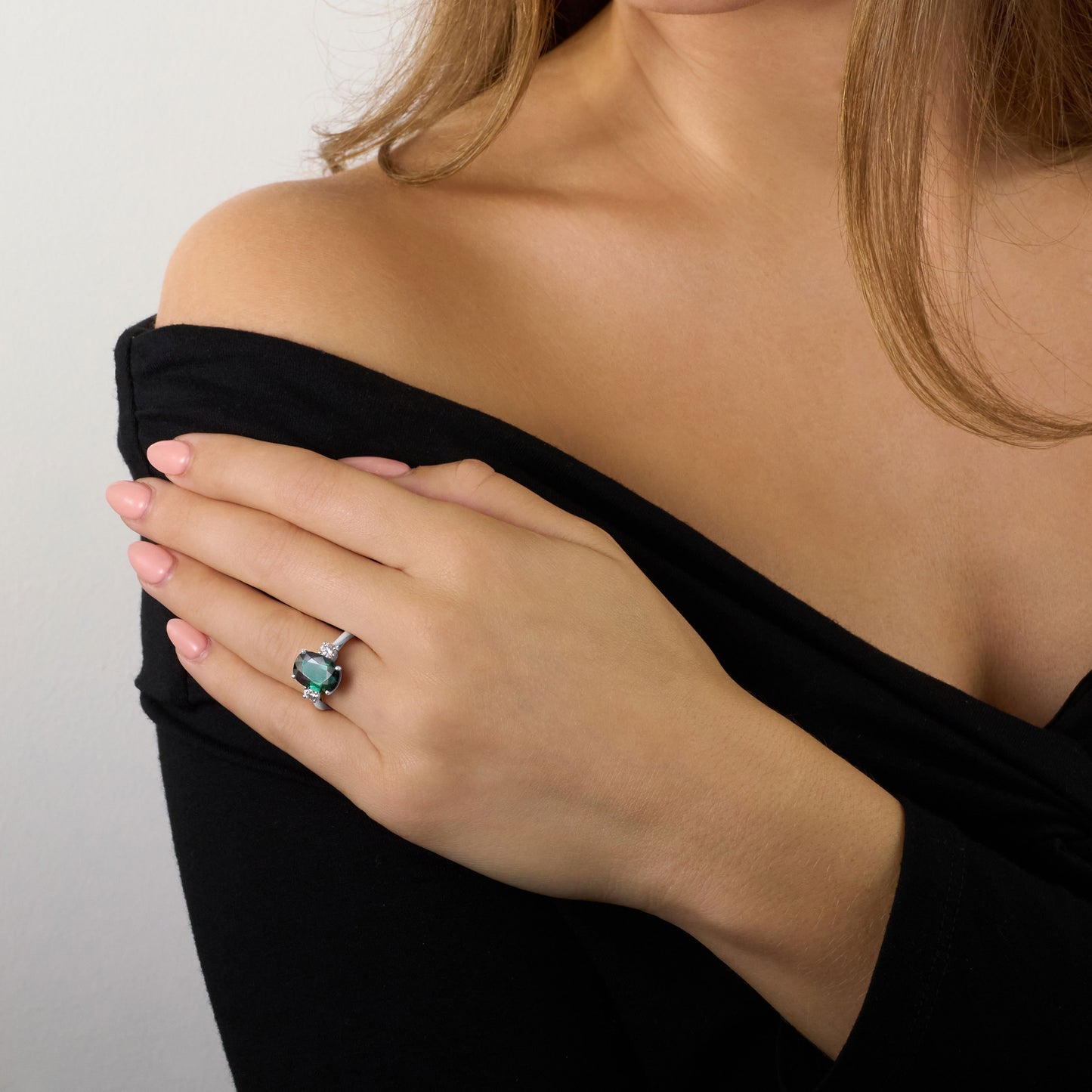 4.13ct Teal Sapphire and Diamond Three Stone Ring