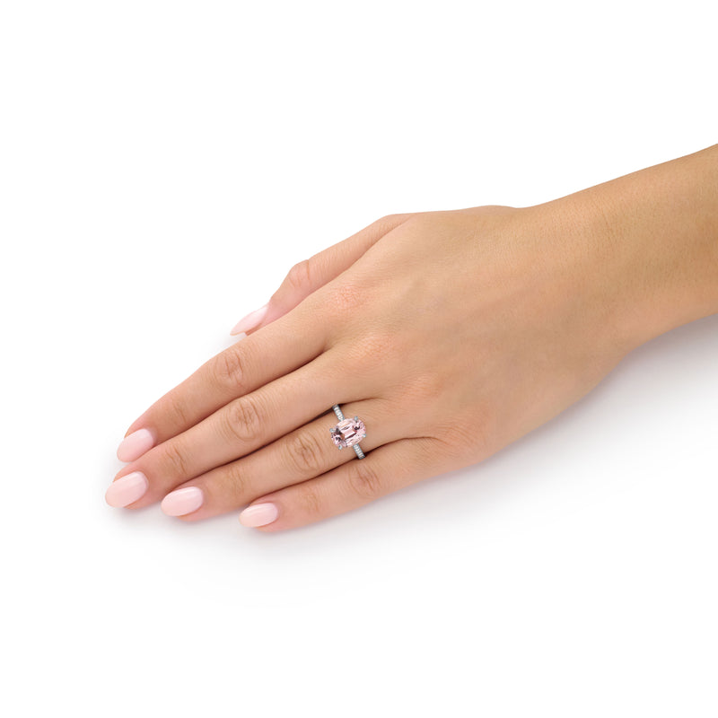 3.16cts Morganite Ring With Diamond Set Shoulders