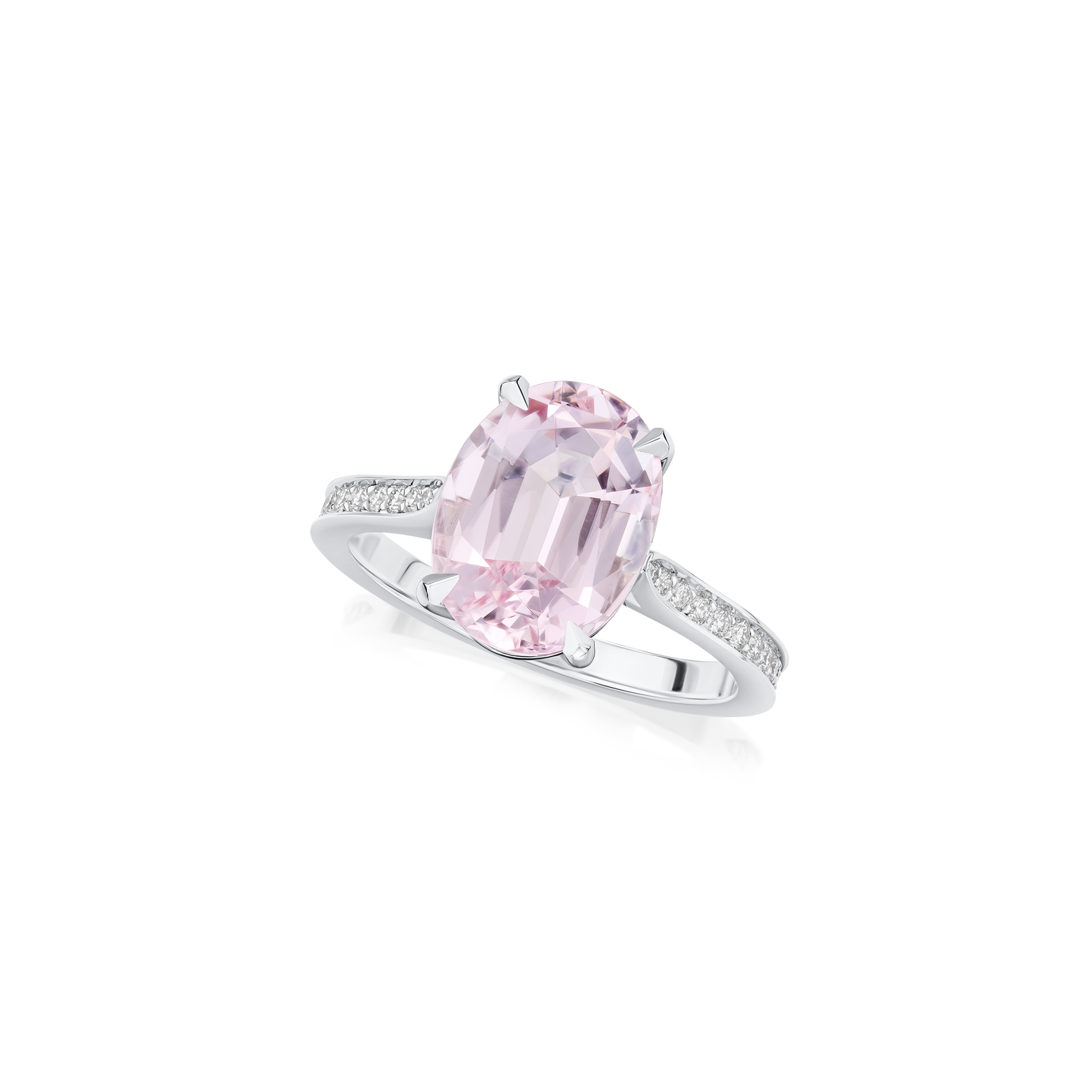 3.16cts Morganite Ring With Diamond Set Shoulders