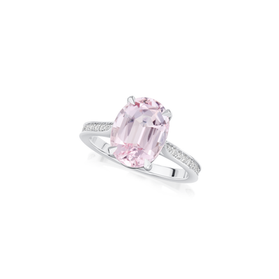 3.16cts Morganite Ring With Diamond Set Shoulders