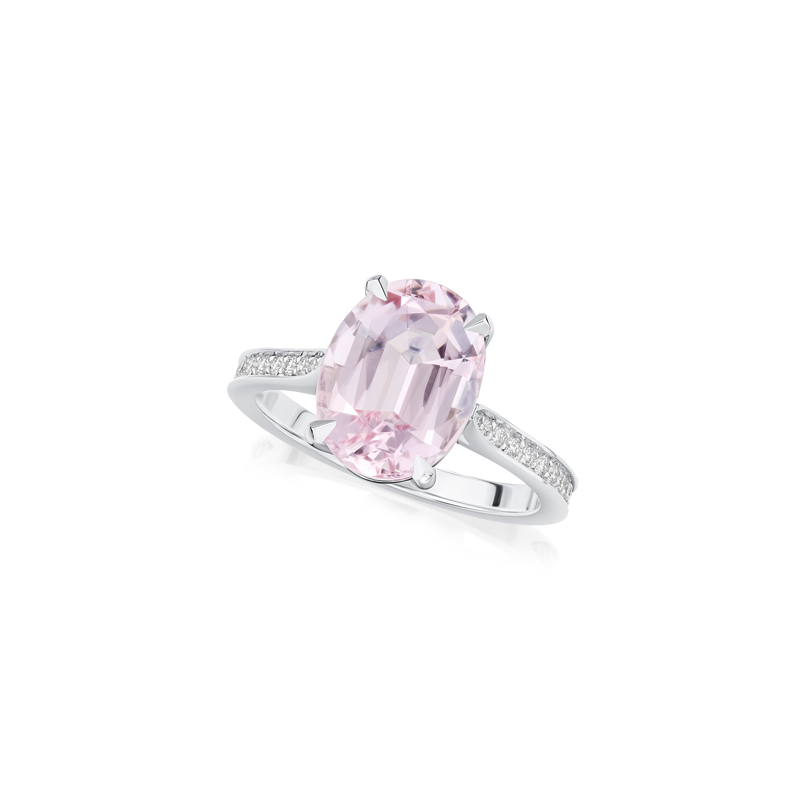 3.16cts Morganite Ring With Diamond Set Shoulders