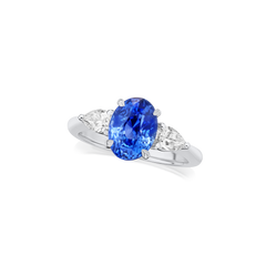 3.06cts Sapphire and Diamond Three Stone Ring