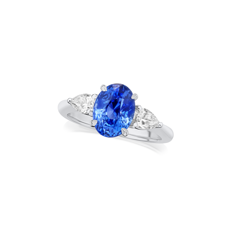 3.06cts Sapphire and Diamond Three Stone Ring