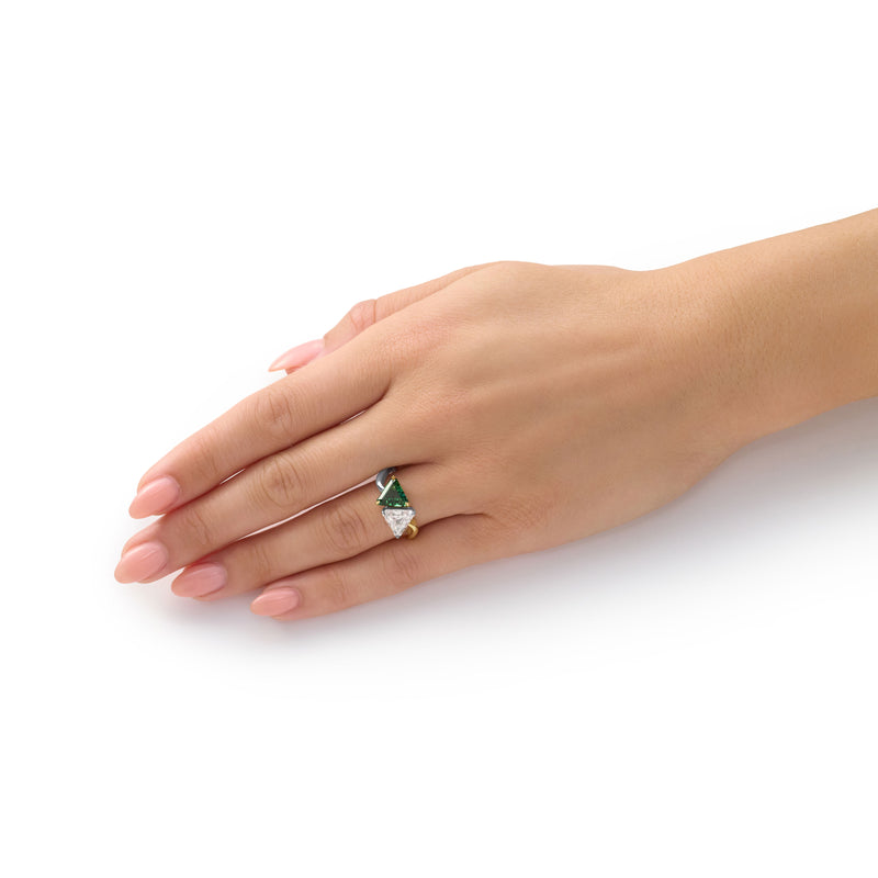 Tourmaline and Diamond 'Toi et Moi' Ring