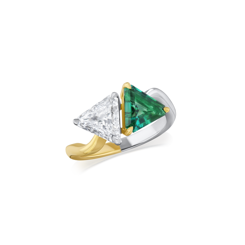 Tourmaline and Diamond 'Toi et Moi' Ring