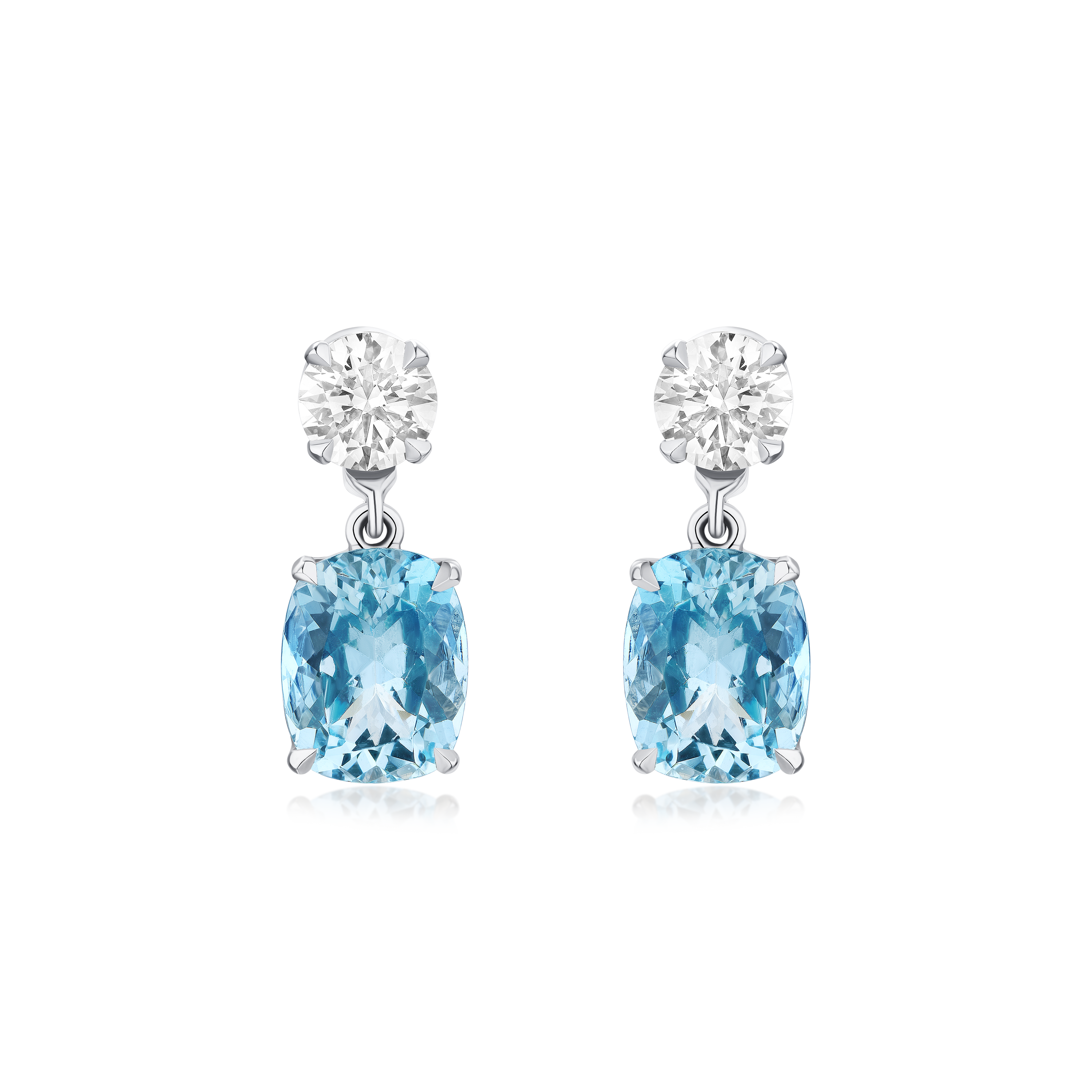 Aquamarine and Diamond Slide On/Off Earrings
