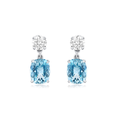 Aquamarine and Diamond Slide On/Off Earrings