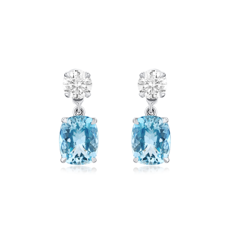Aquamarine and Diamond Slide On/Off Earrings
