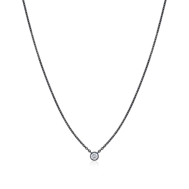 0.23ct Spectacle Set Diamond Pendant With Black Ceramic Coating