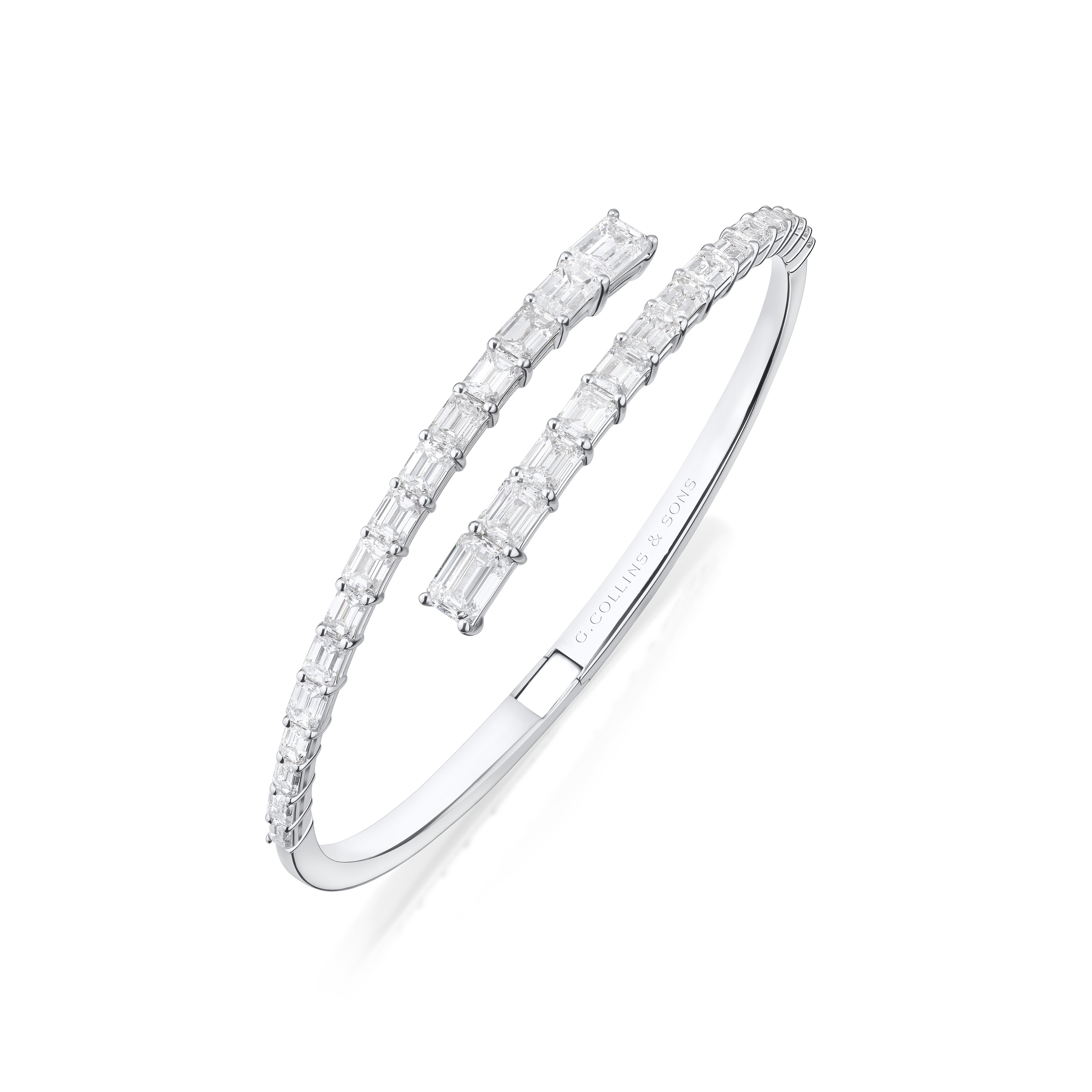 Emerald Cut Diamond Crossover Bangle
