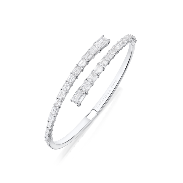 Emerald Cut Diamond Crossover Bangle