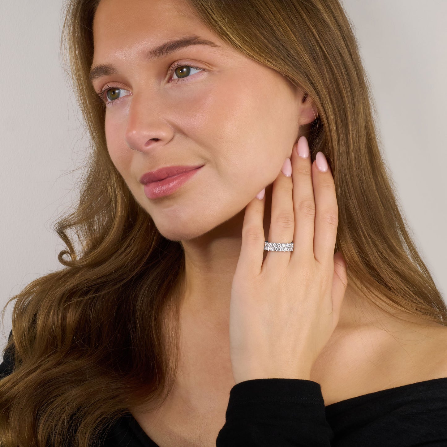 4.33ct Two Row Diamond Wave Ring