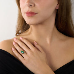 3.86ct Pear Shape Black Opal Ring