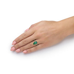 3.86ct Pear Shape Black Opal Ring