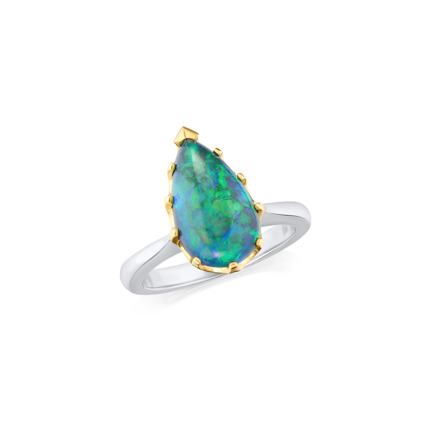 3.86ct Pear Shape Black Opal Ring