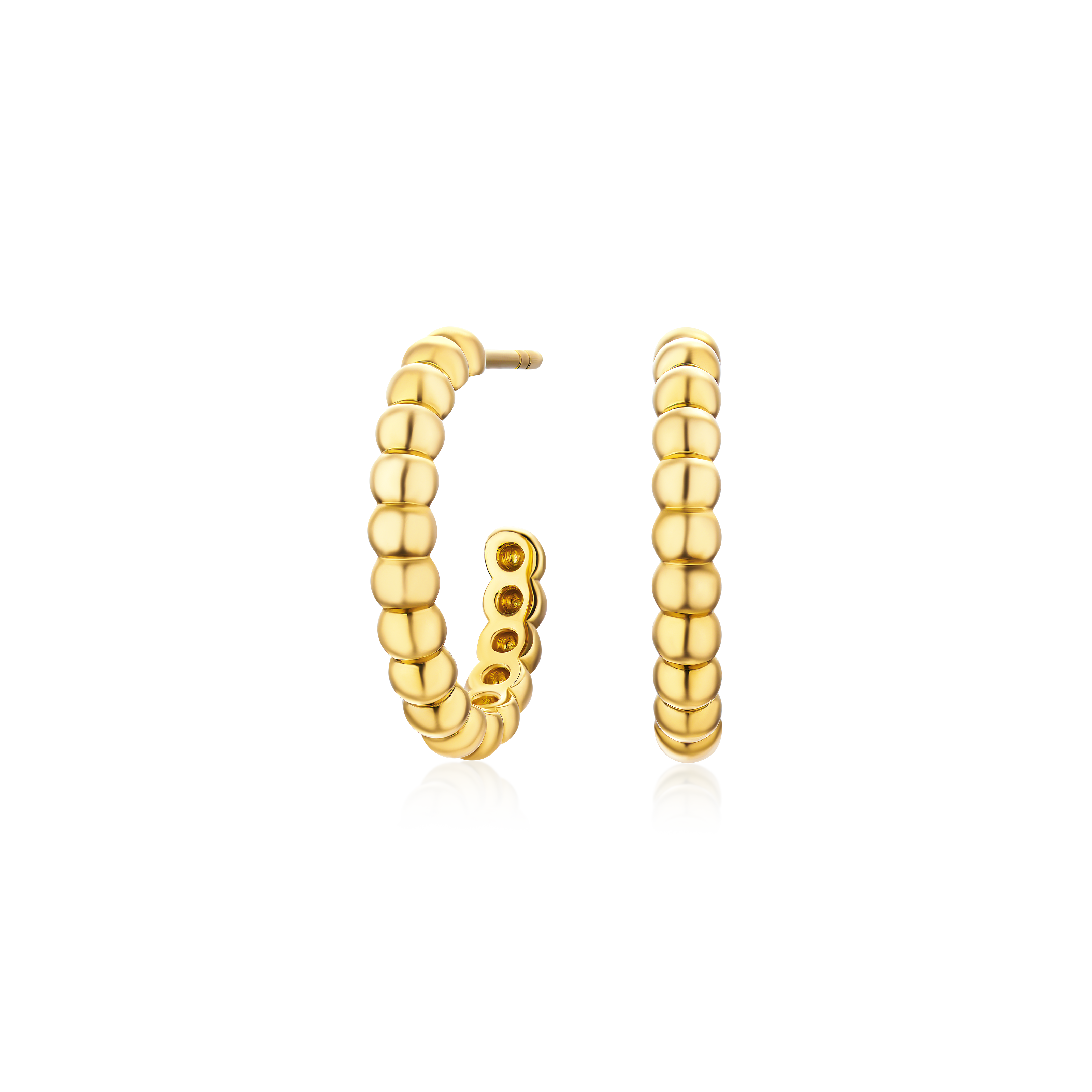 18ct Yellow Gold Bead Hoop Earrings