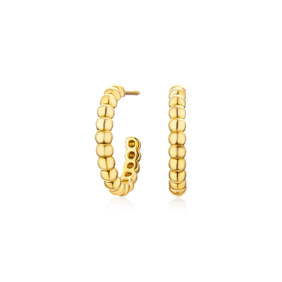 18ct Yellow Gold Bead Hoop Earrings