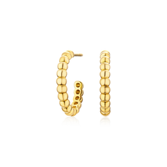 9ct Yellow gold Bead Hoop Earrings