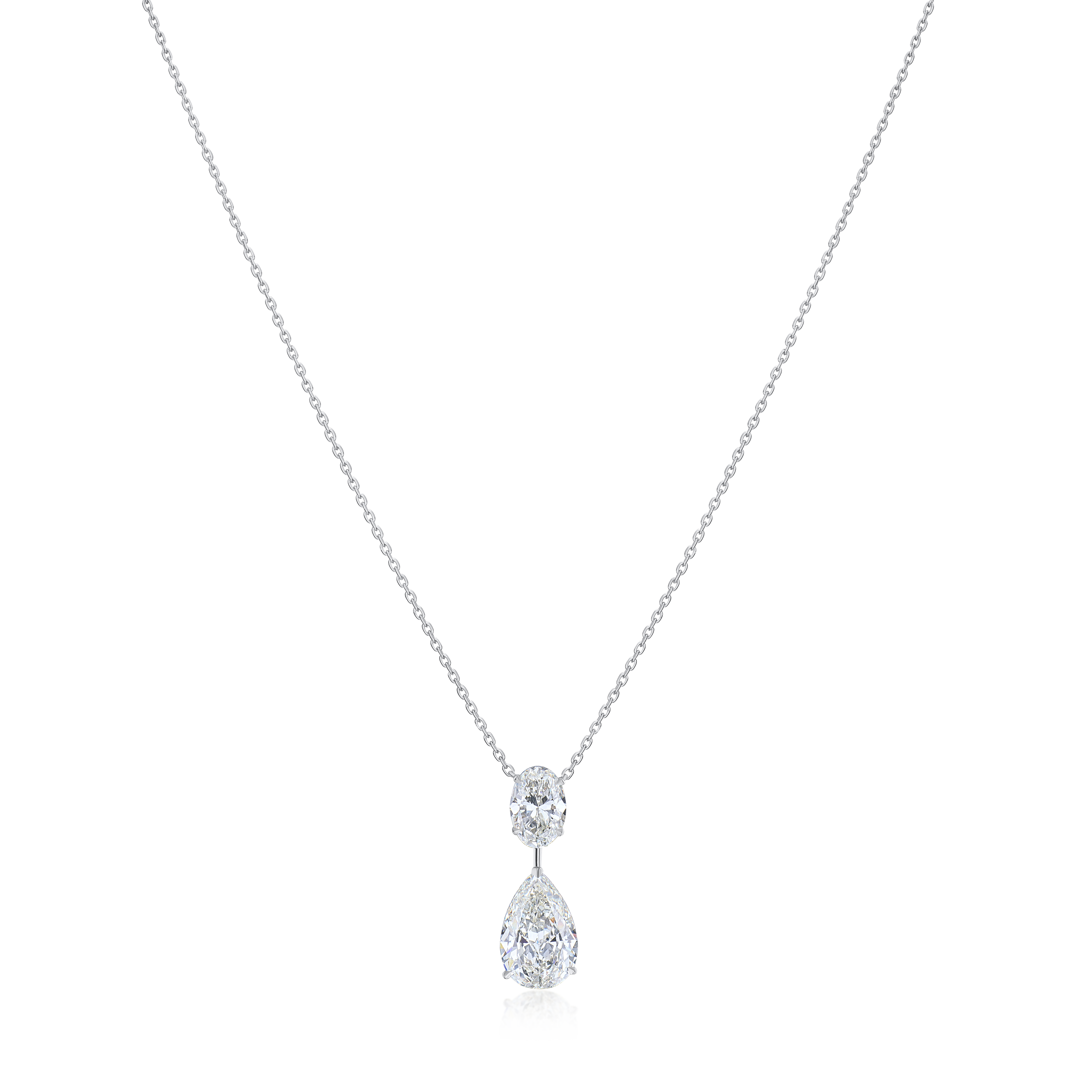 3.02ct Pear and Oval Diamond Drop Pendant