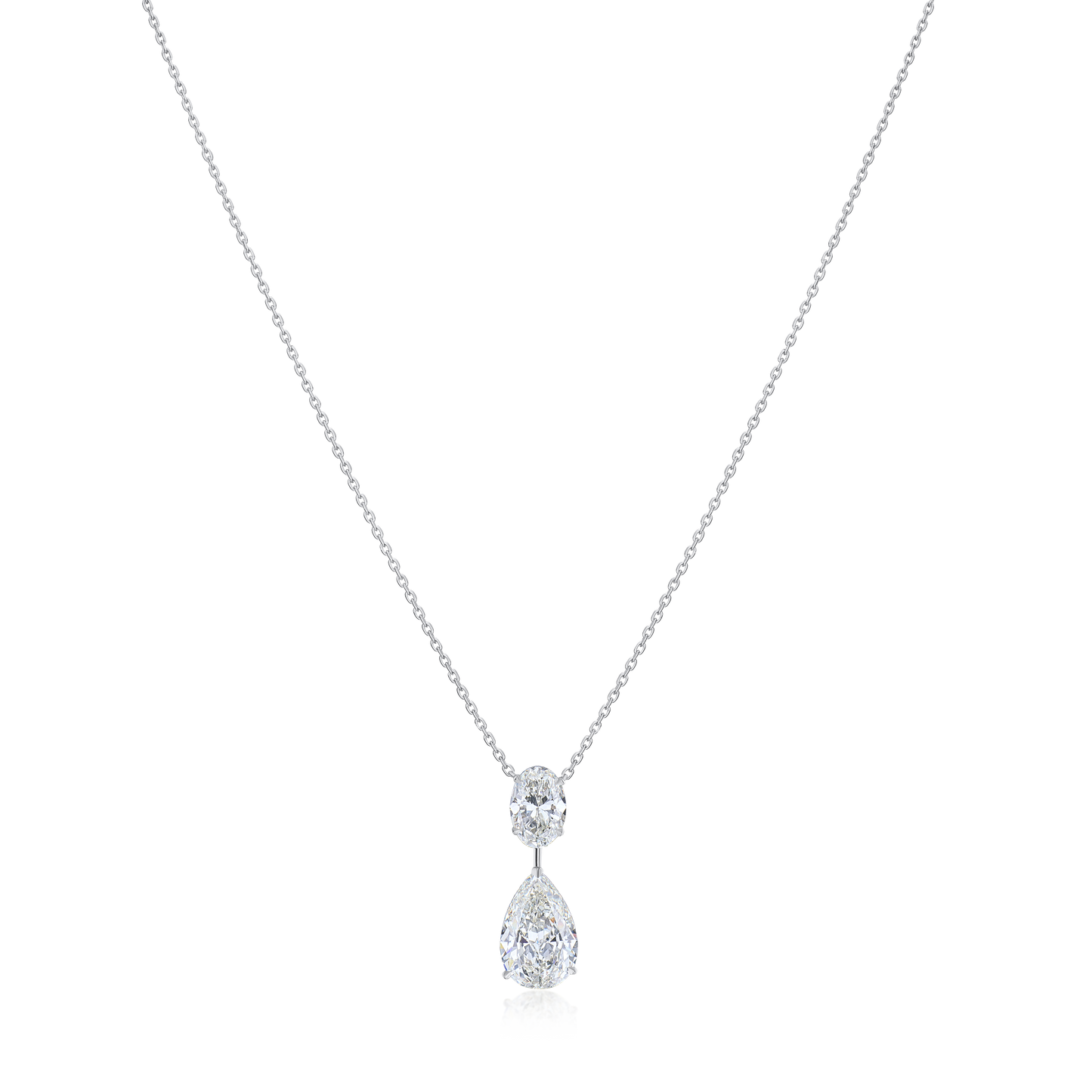 3.02ct Pear and Oval Diamond Drop Pendant