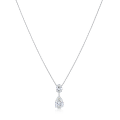 3.02ct Pear and Oval Diamond Drop Pendant