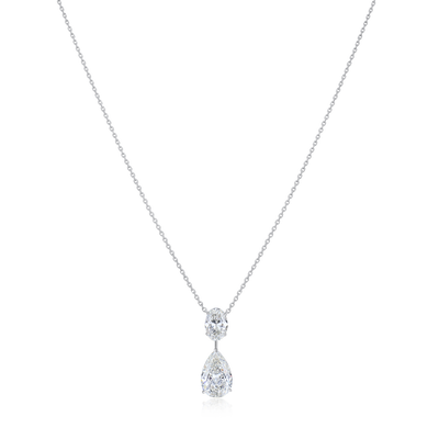 3.02ct Pear and Oval Diamond Drop Pendant