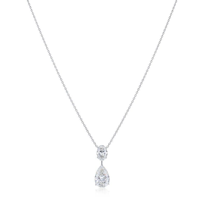 3.02ct Pear and Oval Diamond Drop Pendant