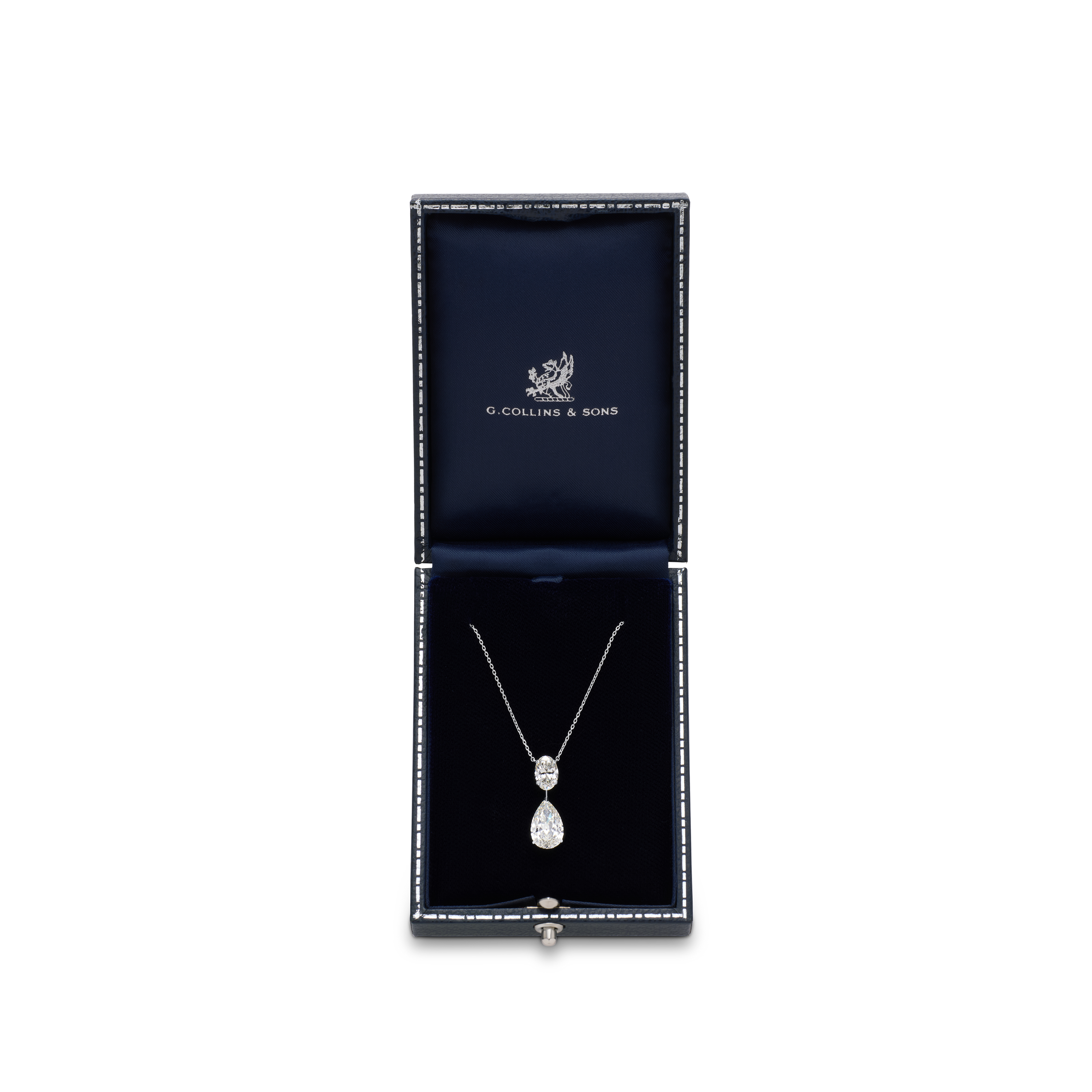 3.02ct Pear and Oval Diamond Drop Pendant