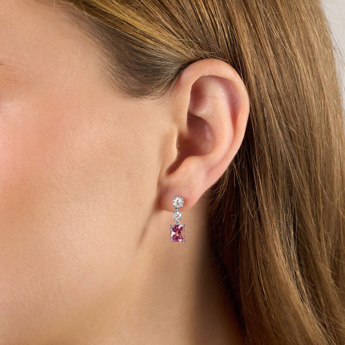 1.97ct Pink Tourmaline and Diamond Drop Earrings