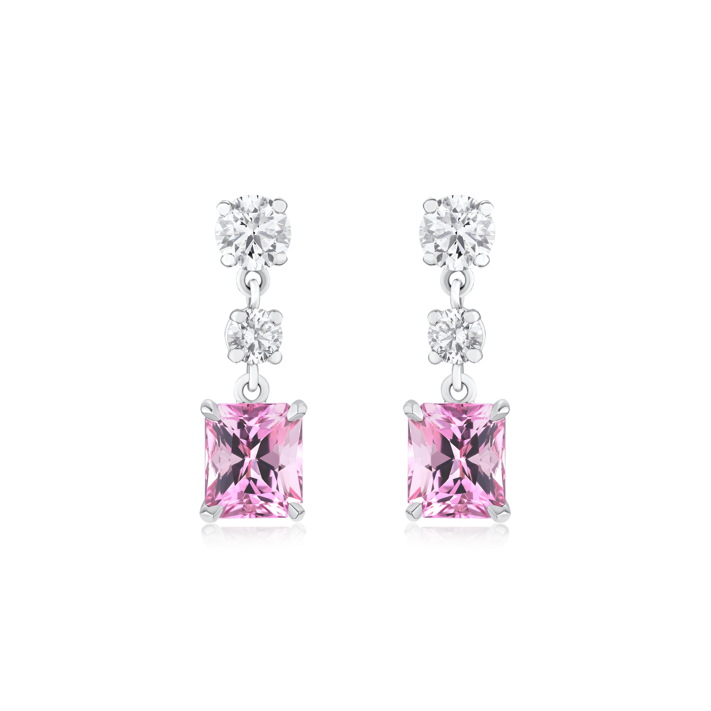 1.97ct Pink Tourmaline and Diamond Drop Earrings